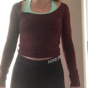 Maroon Long Sleeve Crop Top American Eagle